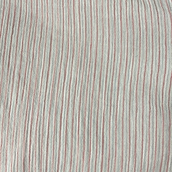 Loft Crinkle Split Neck Top/ blouse semi-sheer tiny pink/white/ blue stripes  XL - Picture 4 of 7